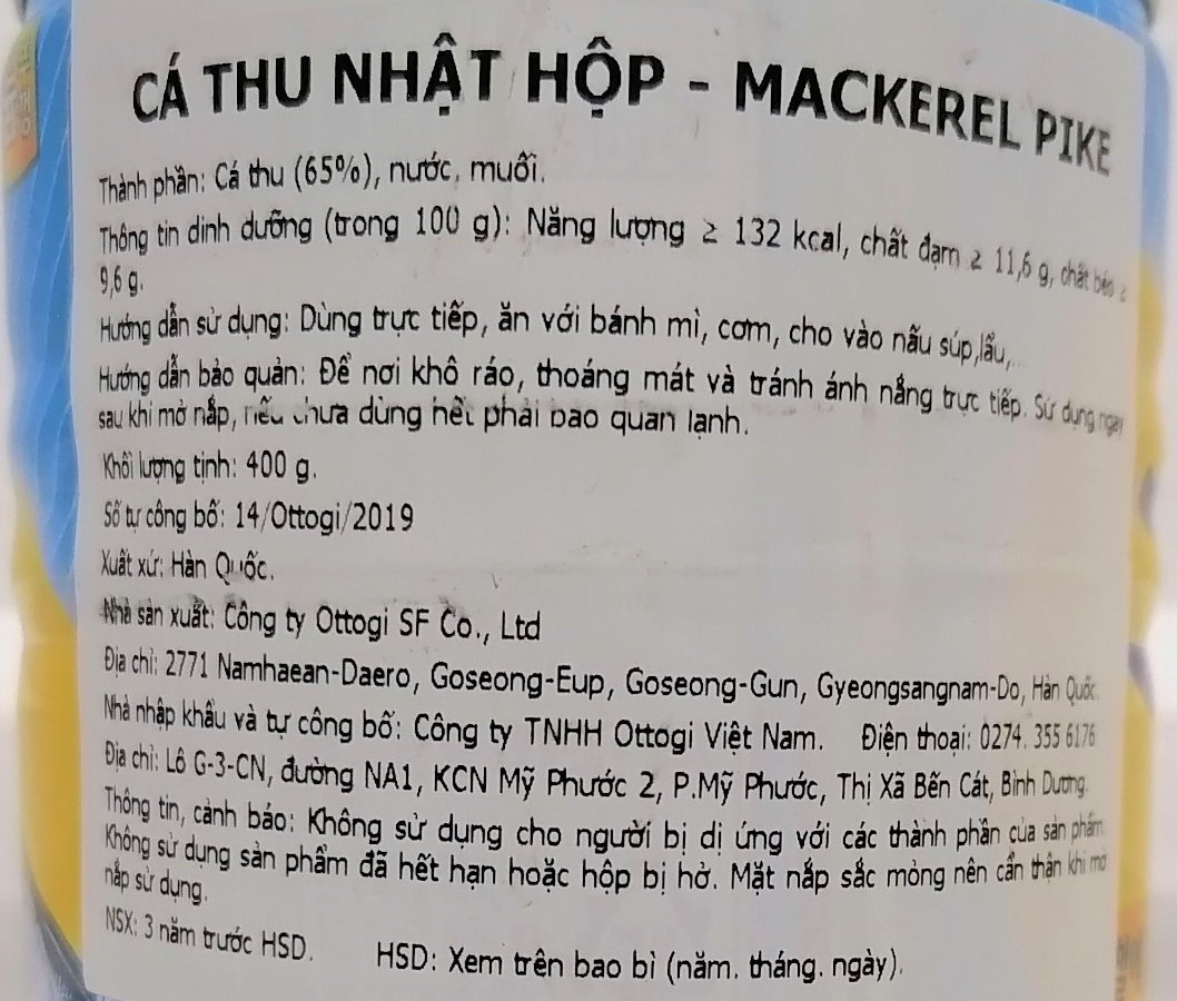 [Hộp 400g] CÁ THU NHẬT ĐÓNG HỘP [Korea] OTTOGI Mackerel Pike