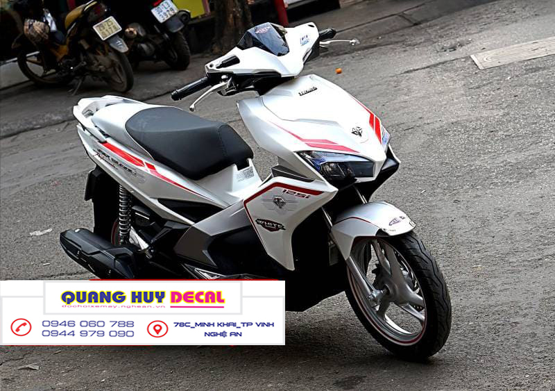 Tem trùm Air Blade trắng sọc đỏ - Độ dán team trùm decal xe máy Air Blade trắng sọc đỏ - Team trùm decal xe máy Air Blade rẻ đẹp và chất