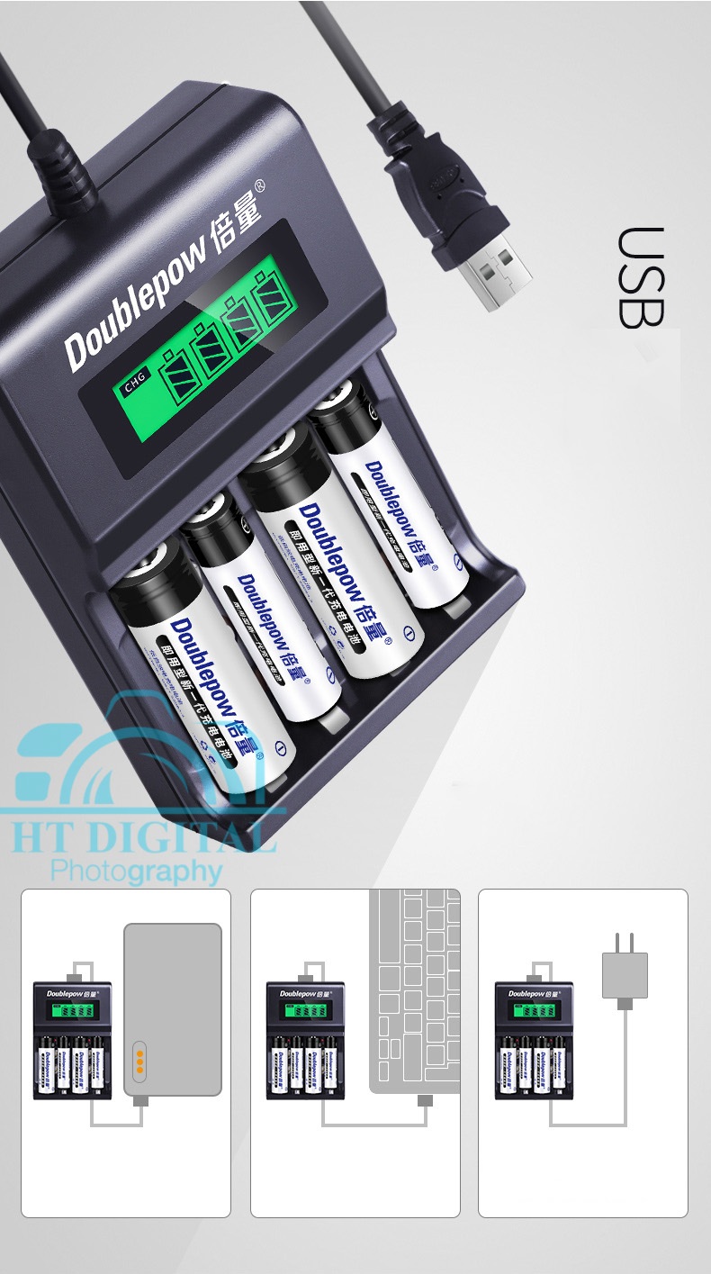 Bộ Sạc Pin AA / AAA / Pin 9V Đa Năng Doublepow UK95 1.2V