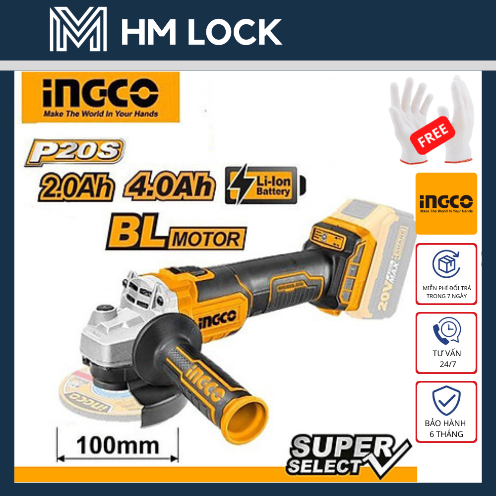 Máy mài góc dùng pin 20v ingco - hàng chính hãng - cagli201008