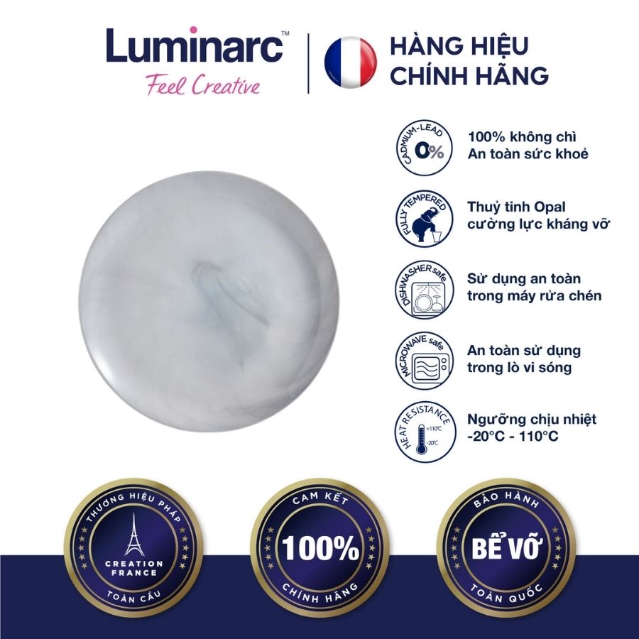 Bộ 6 Đĩa Thuỷ Tinh Luminarc Diwali Granit Marble