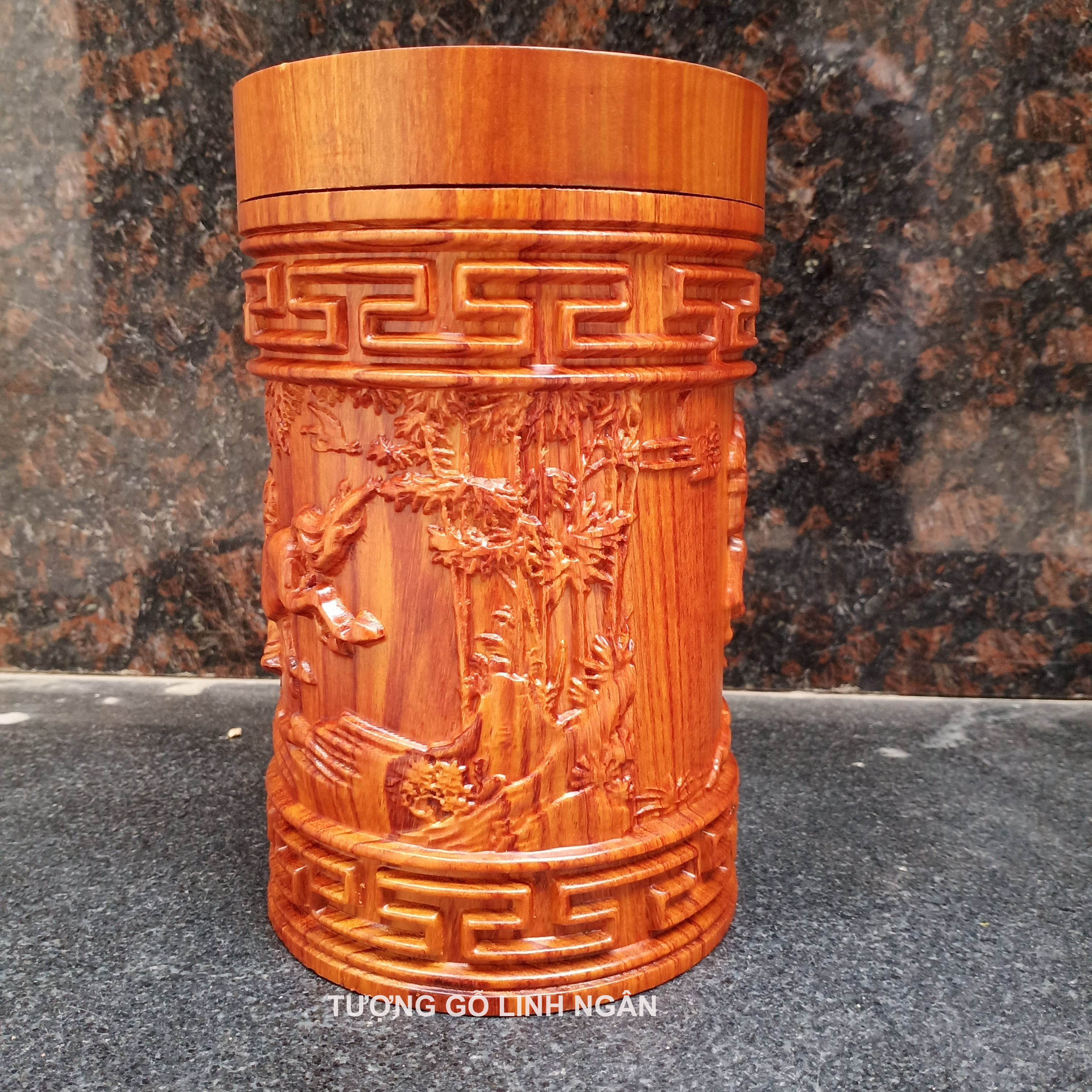 Hộp đựng chè gỗ hương - hộp trà (đục mã đáo thành công)