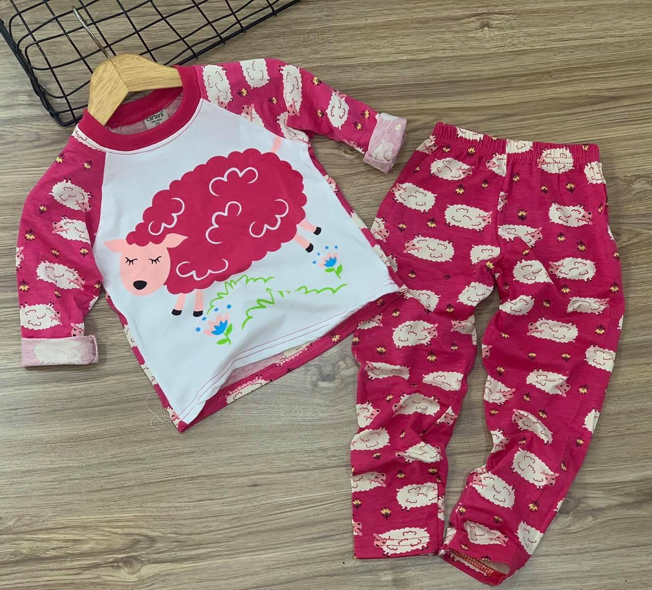 Bộ thun tay dài mặc giữ ấm bé gái - set 2 bộ cho bé gái - size 2-7