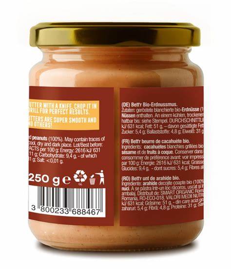 Bơ đậu phộng hữu cơ Bett'r (Organic Peanut Butter) - 250gr