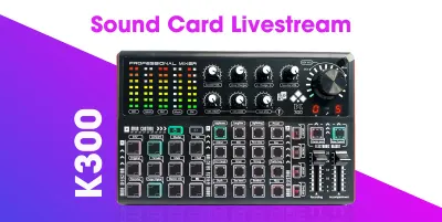 [HCM]Soundcard K300 – Soundcard chuyên thu âm livestream karaoke online – Livestream được 3 điện thoại