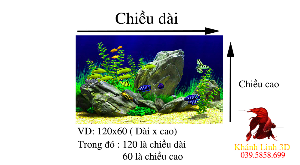 Tranh 3d dán hồ cá cao cấp, decal lụa có keo sẵn, đa dạng kích thước