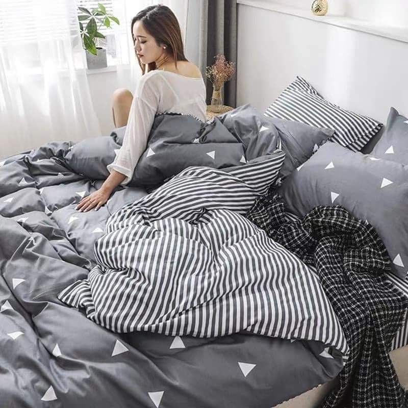 Bộ ga gối vỏ chăn 5 món poly cotton mẫu Robot Đen