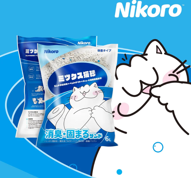 Cát Nhật Nikoro đậu nành mix đất sét cho mèo 2.5kg