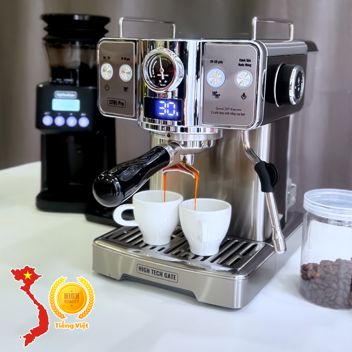 Máy pha cà phê espresso CF05 PRO chuyên nghiệp toàn diện DIY, giảm áp tự động an toàn, bản nâng cấp