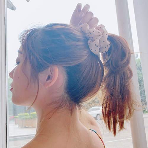 [HCM]Cột (buộc) tóc scrunchies Voan Chấm Bi xinh xắn