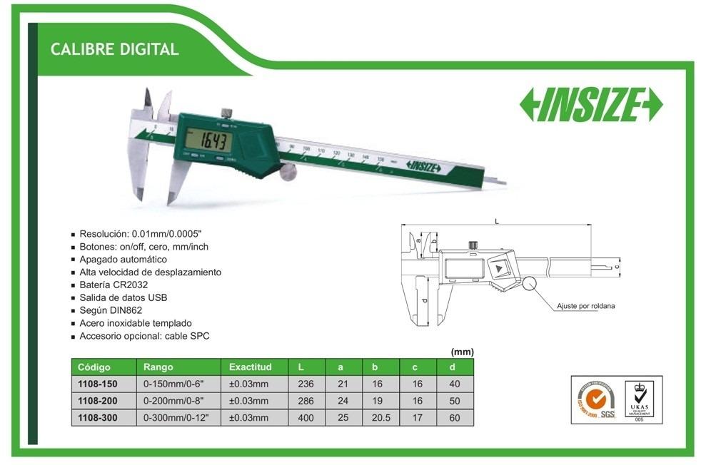Thước cặp điện tử dải đo: 0-300mm Insize 1108-300