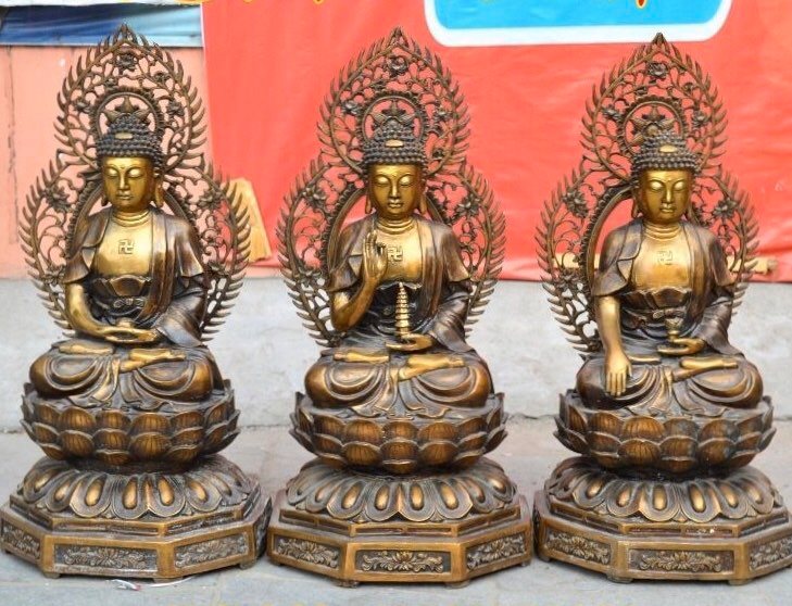 Tượng đồng Sa Bà Tam Thánh cao 65cm