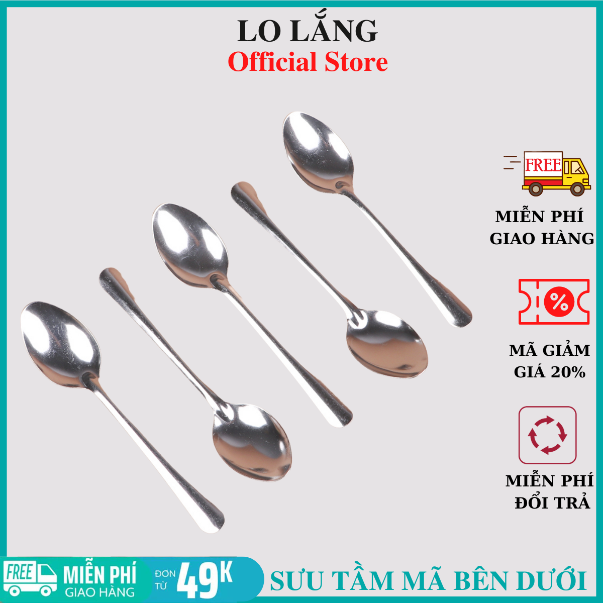 Bộ 10 muỗng soup tròn nhọn inox cao cấp