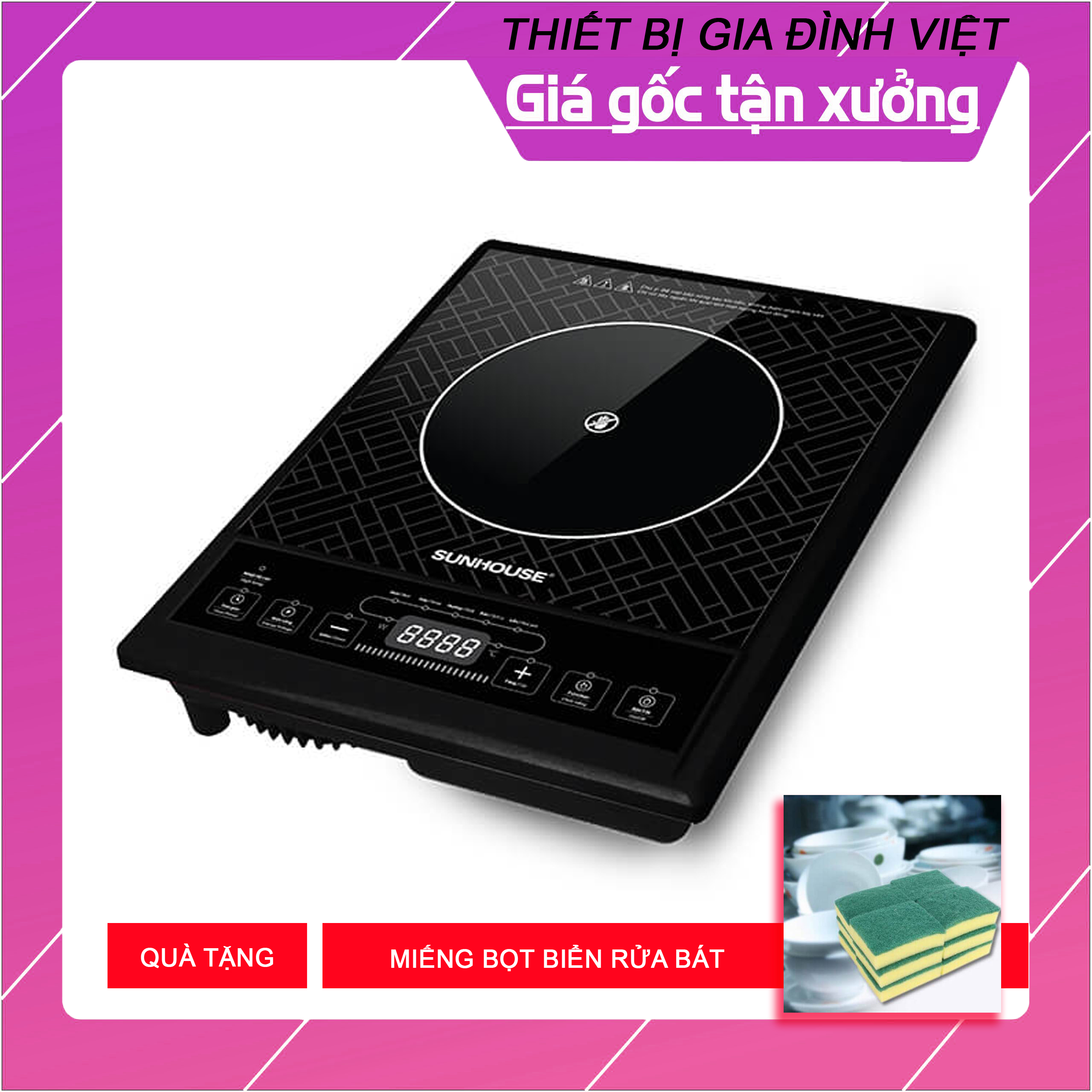 Bếp hồng ngoại Sunhouse SHD6011 + Tặng miếng rửa bát bọt biển