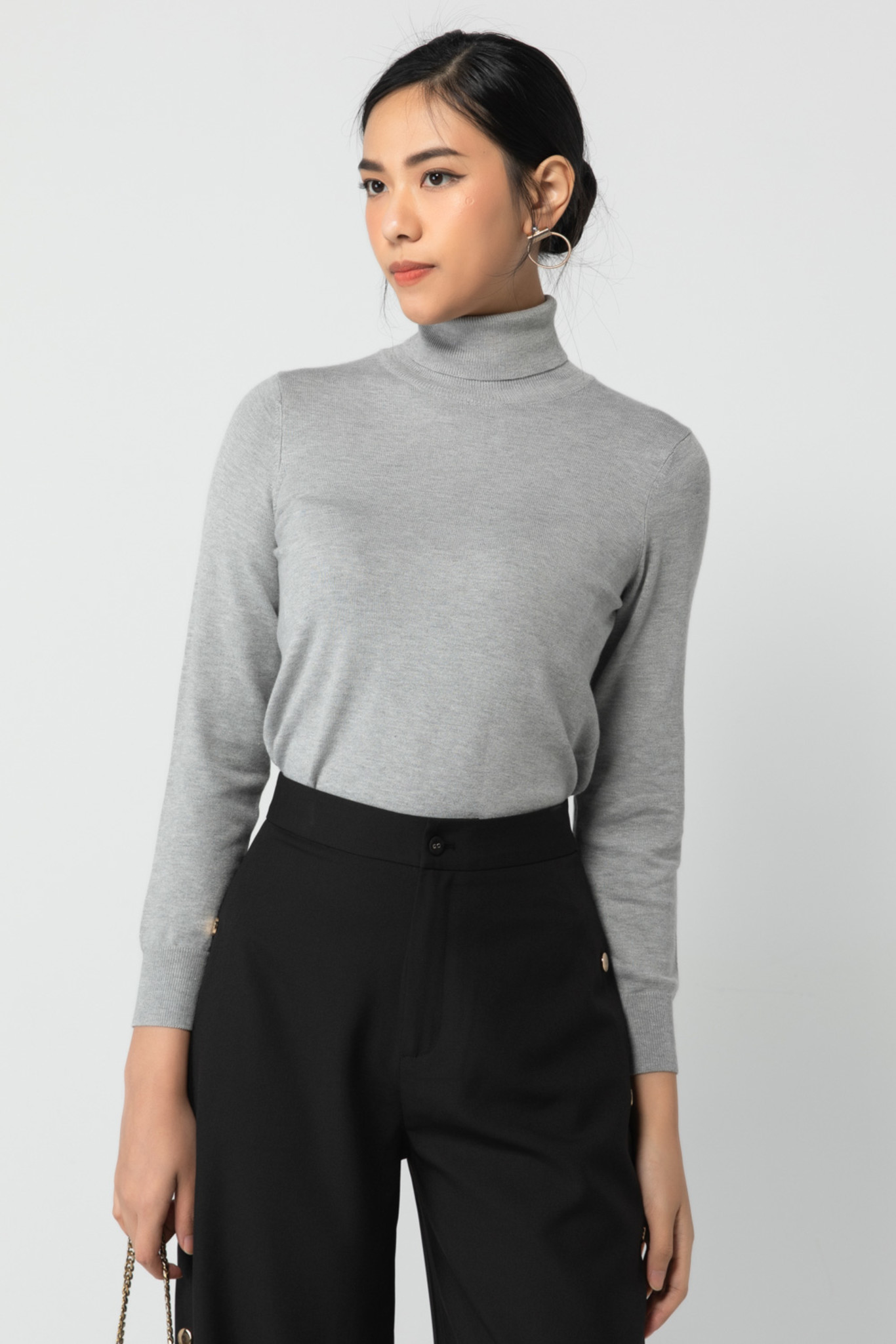 Áo len nữ dài tay cổ lọ dáng basic IVY moda MS 58P0075