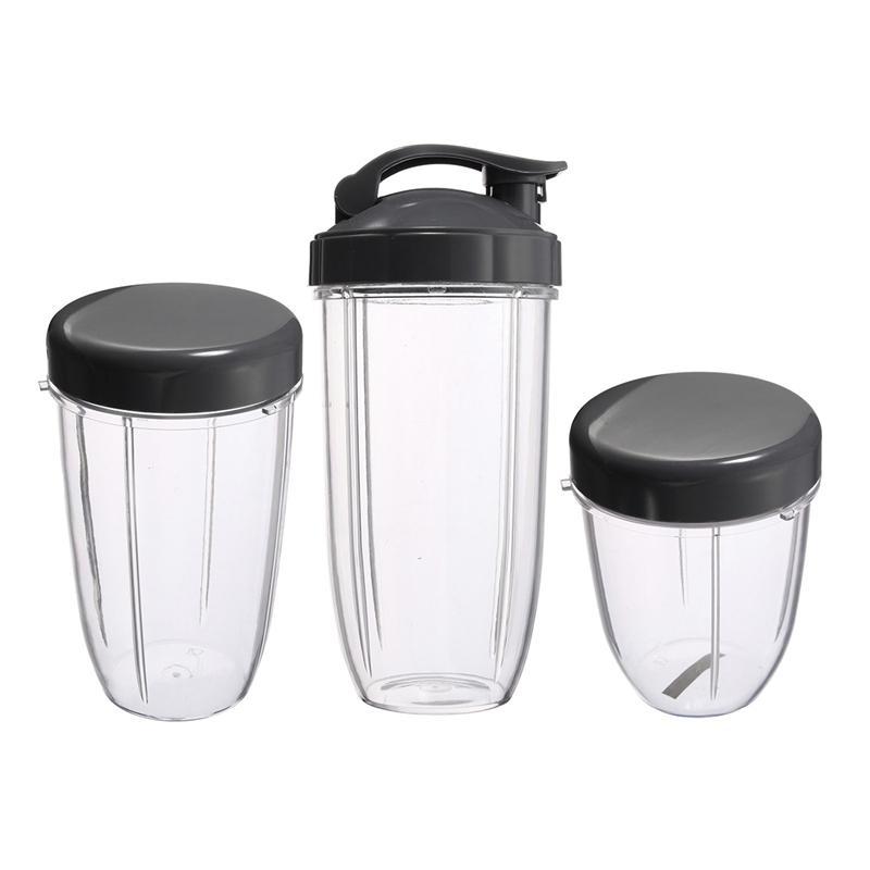 3Pcs Replacement Cups 32 Oz Colossal +24 Oz Tall +18oz Small Cup+3 Lids For Nutribullet Fruit Juicer Parts Kitchen Appliance Bottle
