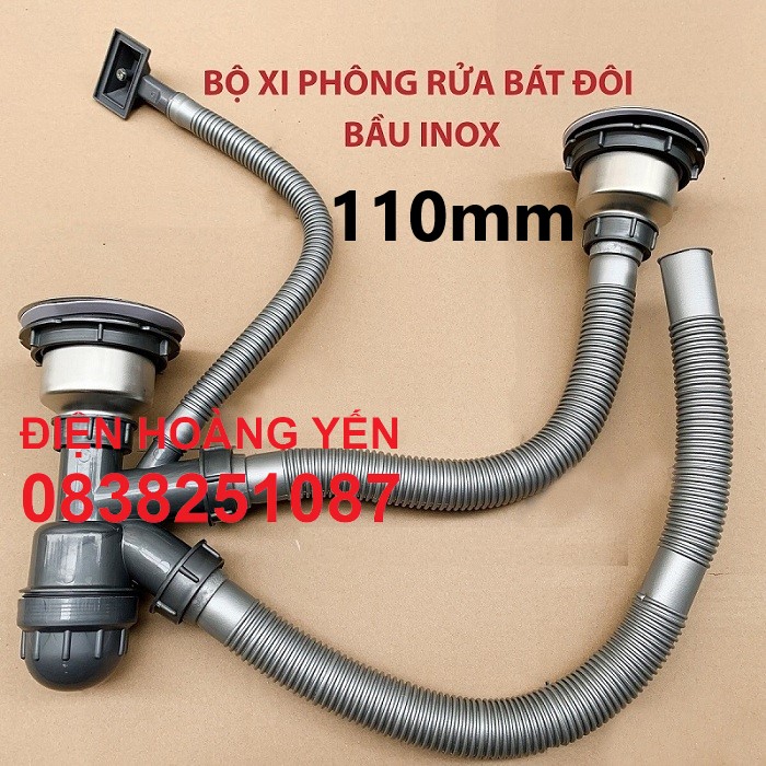 [HCM]Bộ xi phông thoát nước dành cho chậu rửa chén 2 hố