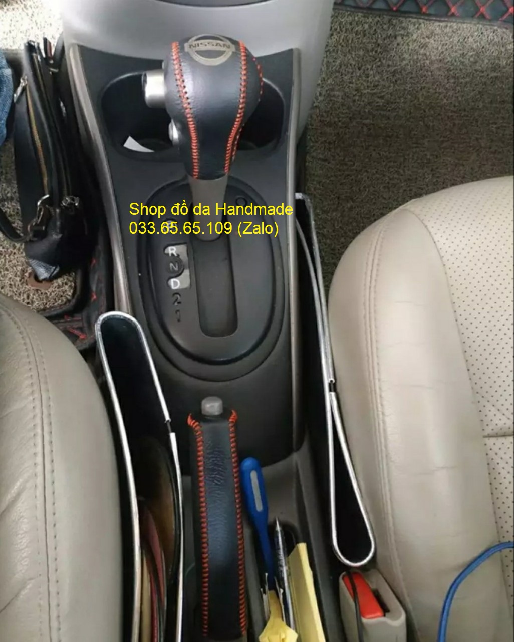 Bọc da cần số + phanh tay Nissan Sunny (AT)