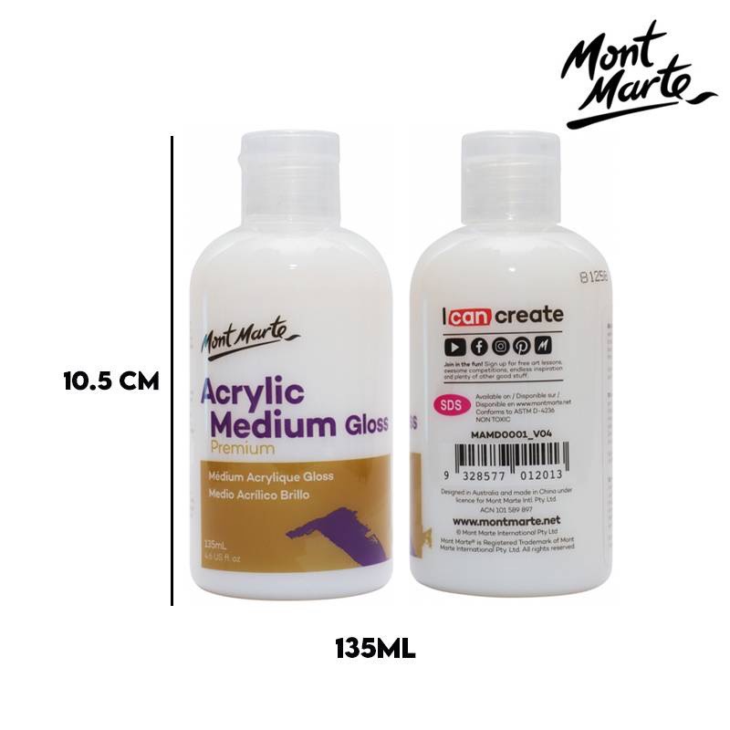 Phủ Bóng Đất Sét Mont Marte Acrylic Medium Gloss 135ml Nhà Cam