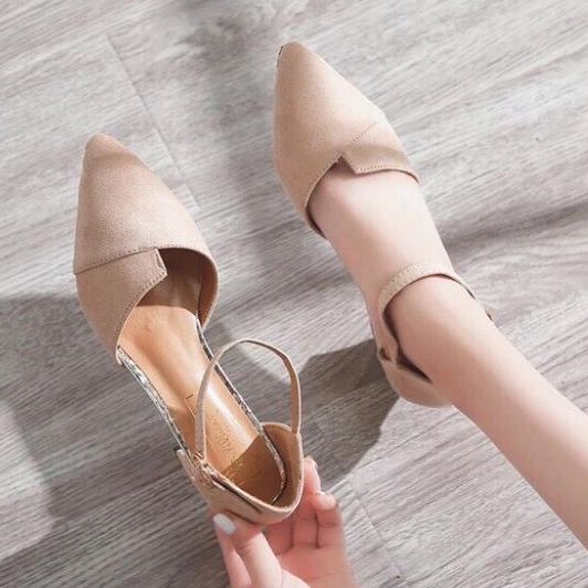 Giày cao gót vuông 5p bít mũi xếp BM07