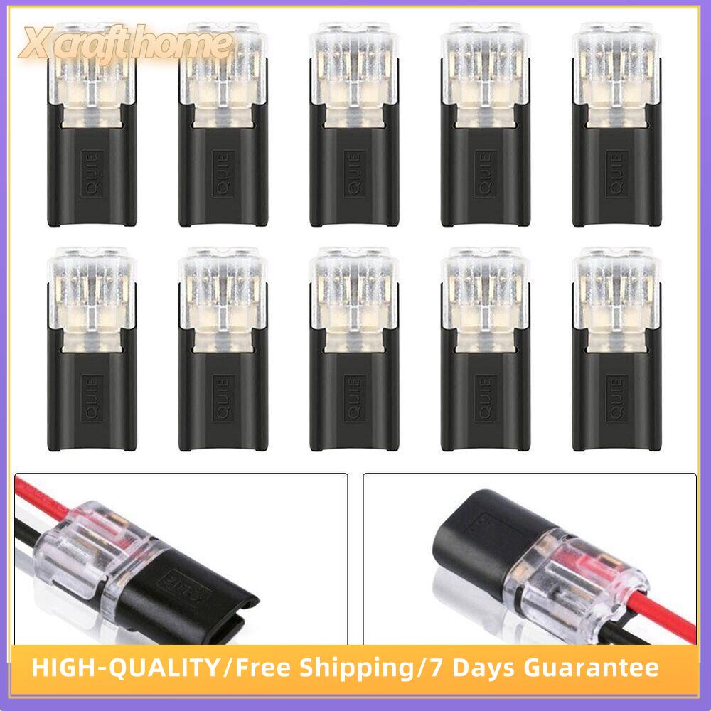 X CRAFT HOME 10pcs 2-Pin Pluggable Double line docking Led Light Wire Connector Cable Crimp Terminals Spring Scotch Lock Terminal Blocks Connectors