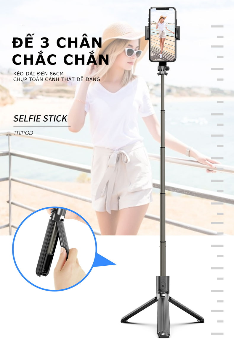 [HCM][ SIÊU HOT ] Gậy Chụp Hình Tự Sướng Selfie Kiêm Gimbal Chống Rung Stabilizer L08 Bluetooth 4.0 Chụp Ảnh-Quay Video Cực Nét Không Cần Tải Sử Dụng App Pin Trâu Dễ Sử Dụng Tương Thích Với Hầu Hết Điện Thoại Nhỏ Gọn Tiện Lợi Mang Theo