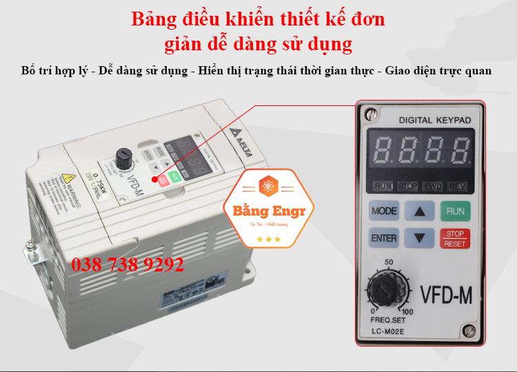 Biến tần Delta VFD-M vào 3 pha 380v Ra 3 pha 380v