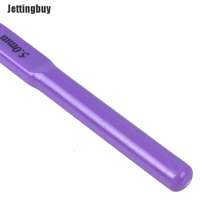 Jettingbuy Bộ 6 que móc đan len đầu nhôm tay cầm nhựa