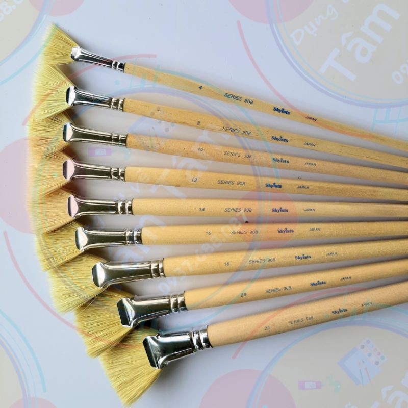 Cọ đầu quạt Skyists Series 908, Cọ tốt hàng Nhật-Dụng cụ vẽ Tâm Tâm