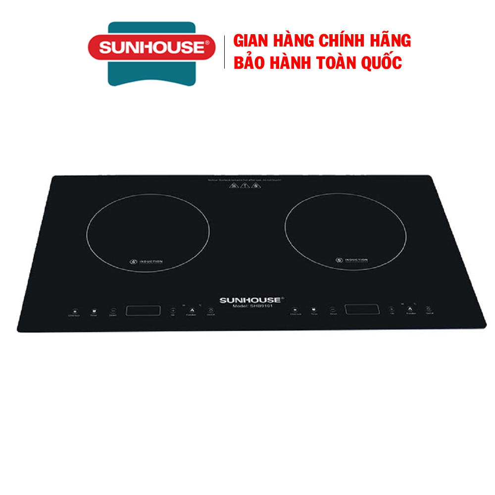 [Trả góp 0%]Bếp đôi điện từ Sunhouse SHB9101 - Bếp từ đôi Sunhouse - Bếp điện từ đôi - Công suất cao 4000W nấu nhanh, Mặt kính siêu bền, Bảng điều khiển cảm ứng hiện đại, sản xuất tại Việt Nam, Bảo hành 3 năm tại nhà