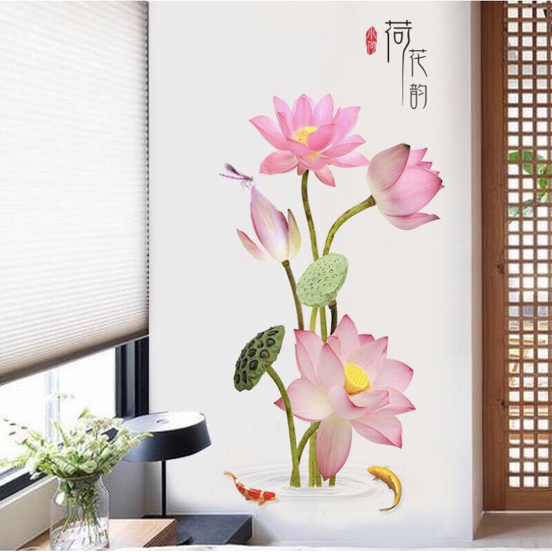 Decal dán tường hoa sen hồng 01 GS9568