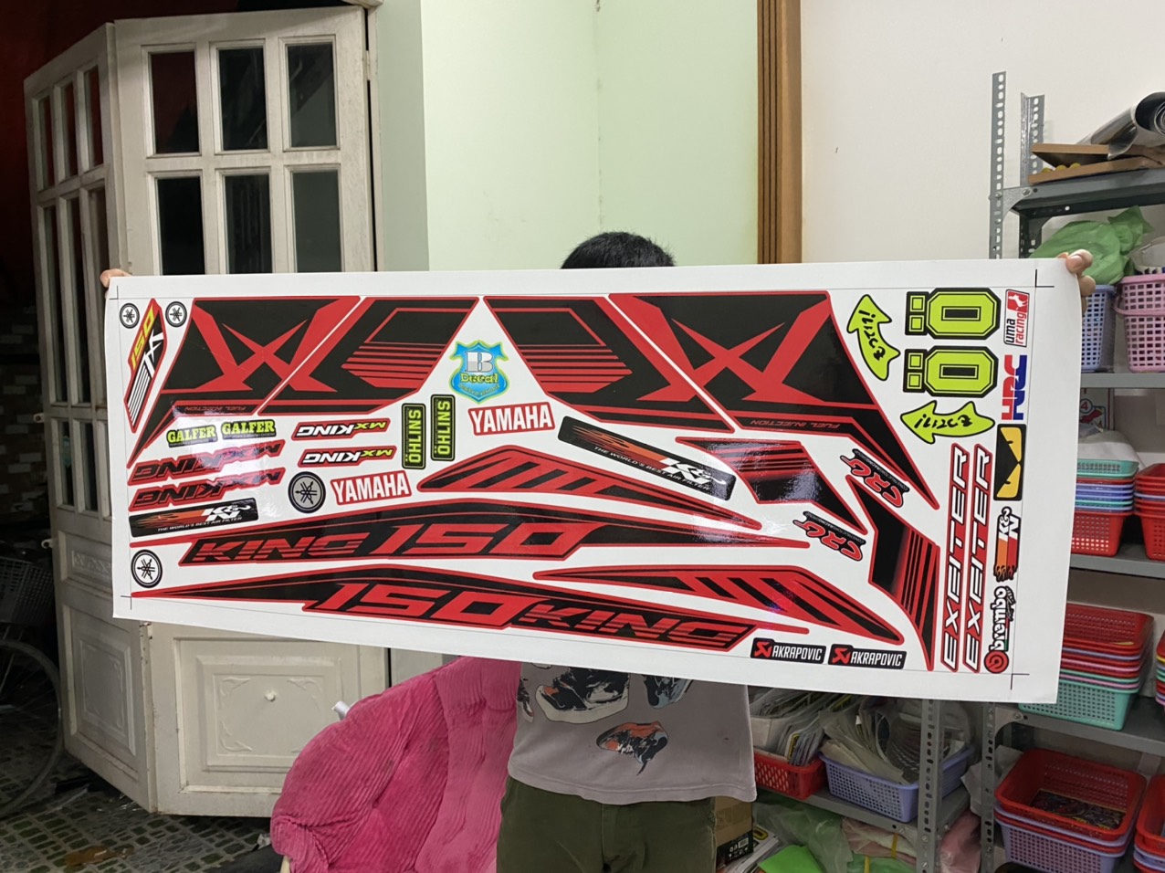 Tem rời exciter 150 mxking dán xe đỏ