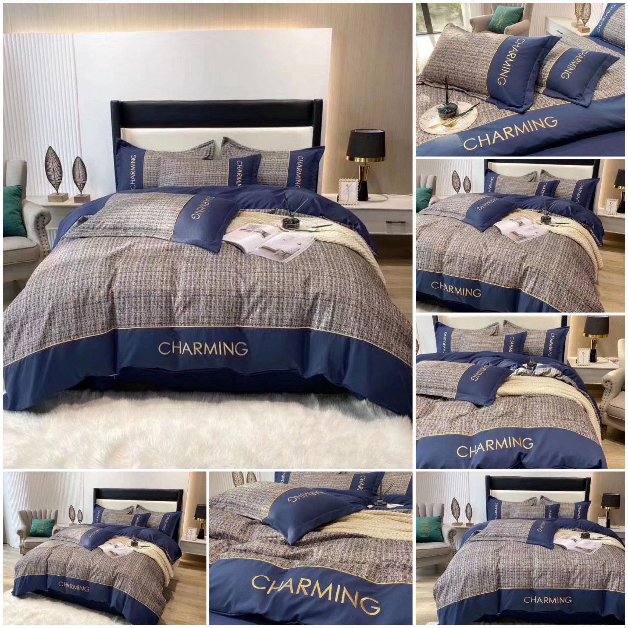 Set chăn ga gối cotton đũi "charming" set 4 món nhập khẩu loại 1
