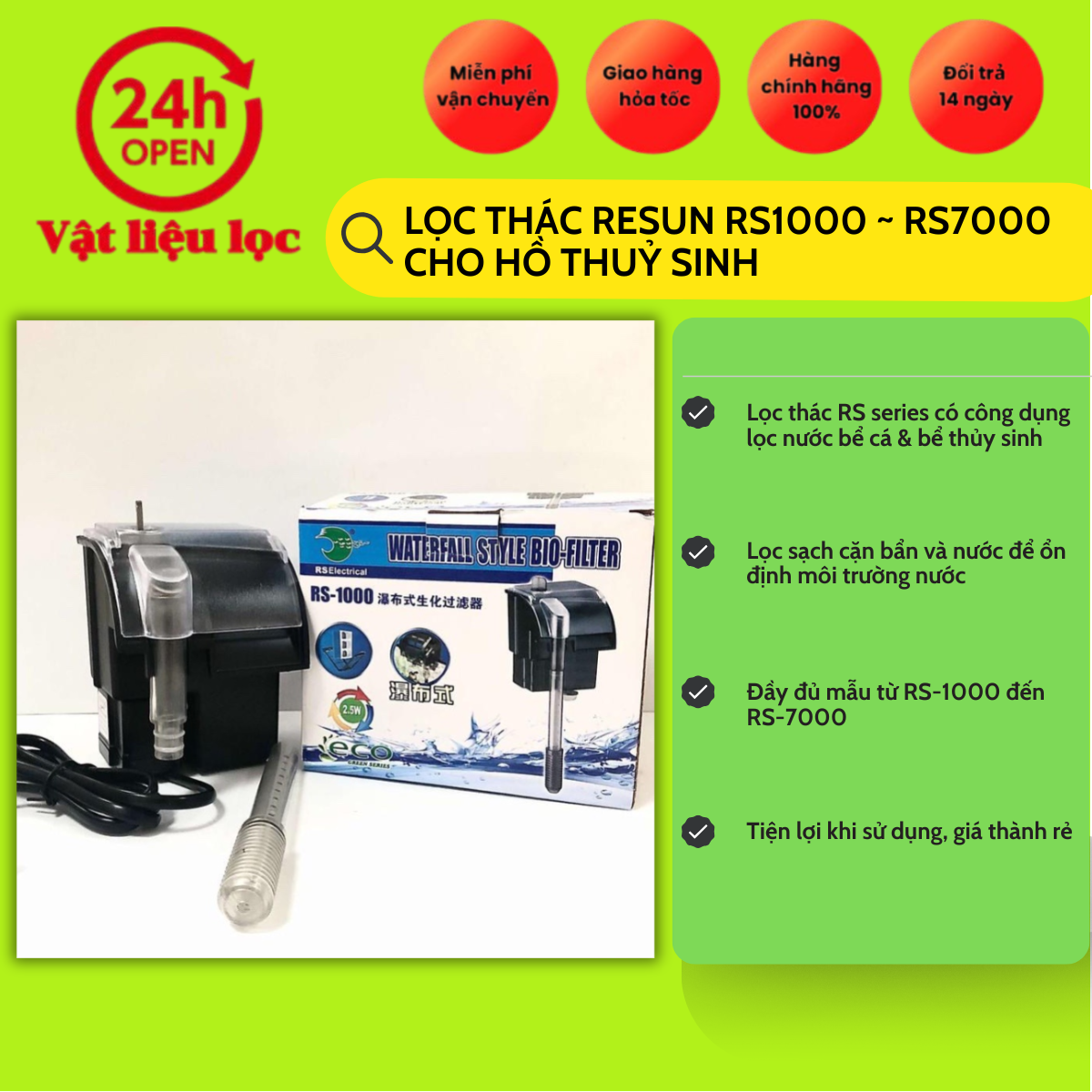 lọc thác REsun 1000-7000 cho bể cá hồ thuỷ sinh