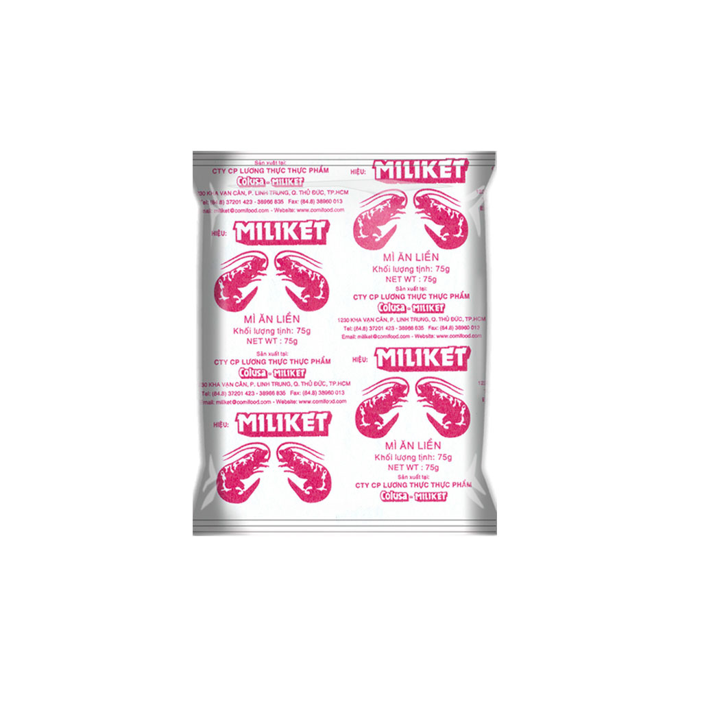 Thùng 100 gói mì Miliket hai tôm giấy trắng 65g