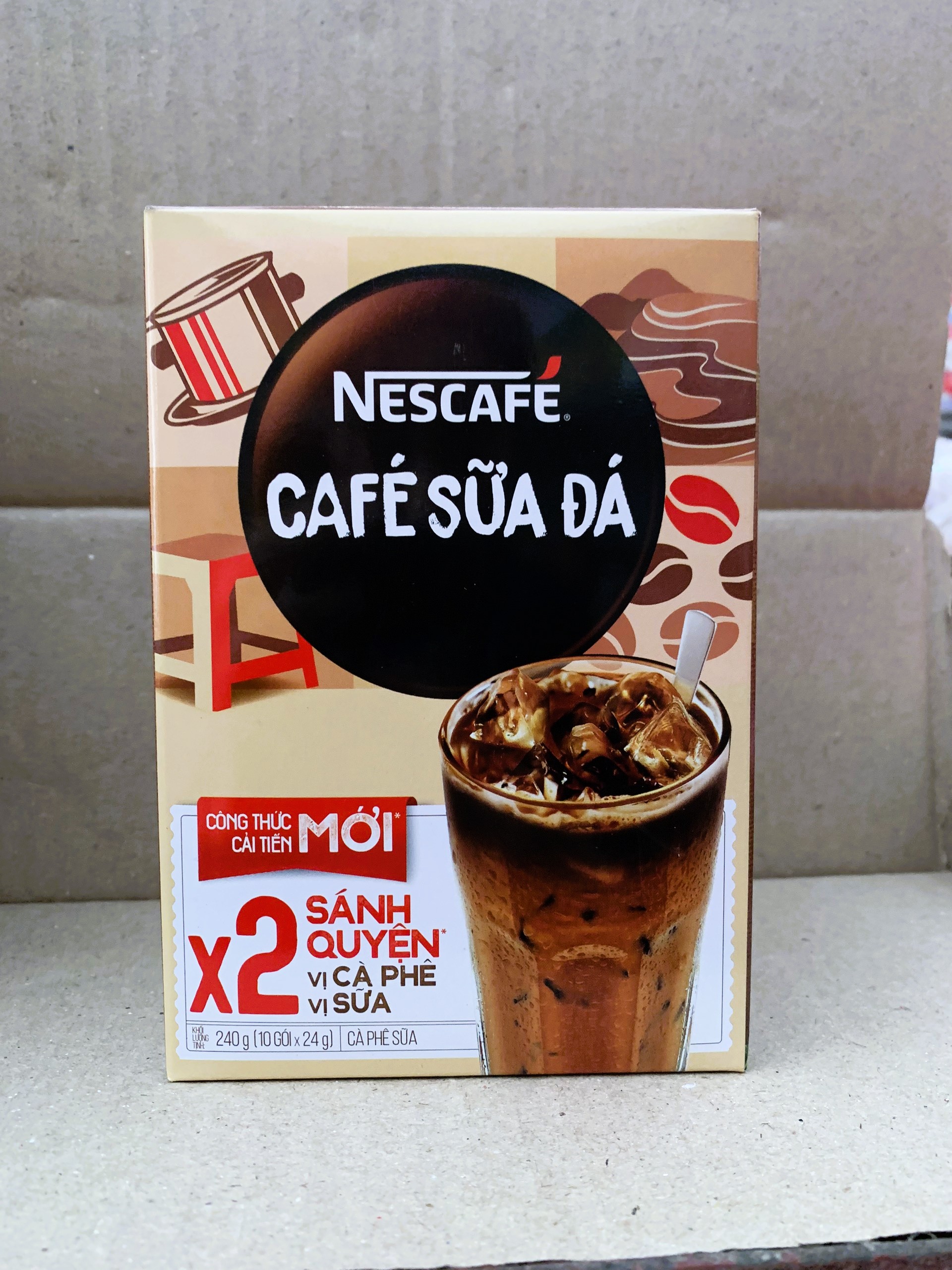 Cà phê hòa tan Nescafé 3in1 cà phê sữa đá (Hộp 10 gói x 24g)