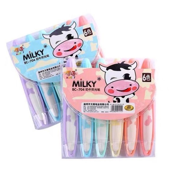 Set 6 cây bút dạ quang bò sữa dễ thương