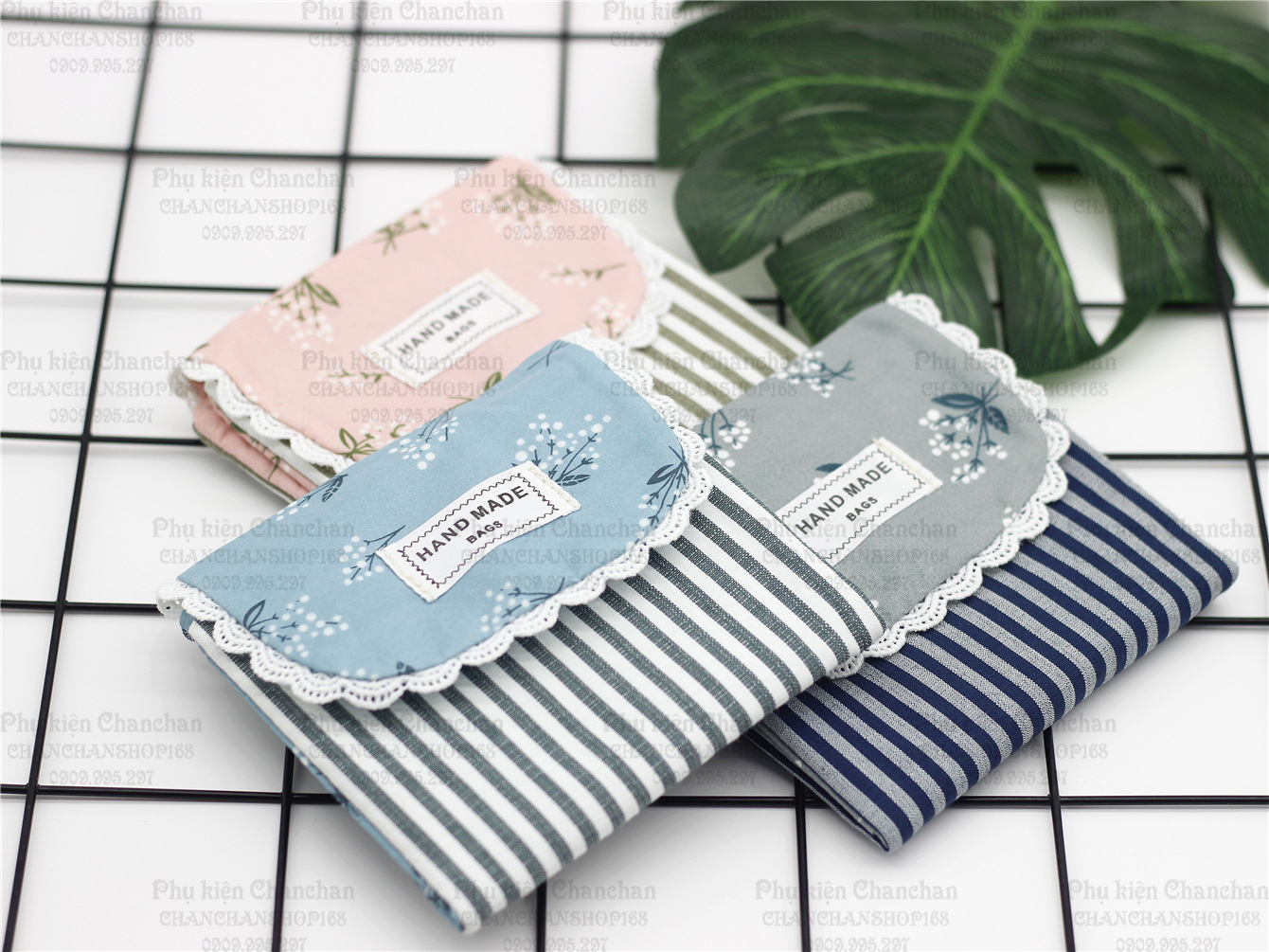 [HCM]Ví Mini Hoa sọc nắp gập 2 ngăn 53k