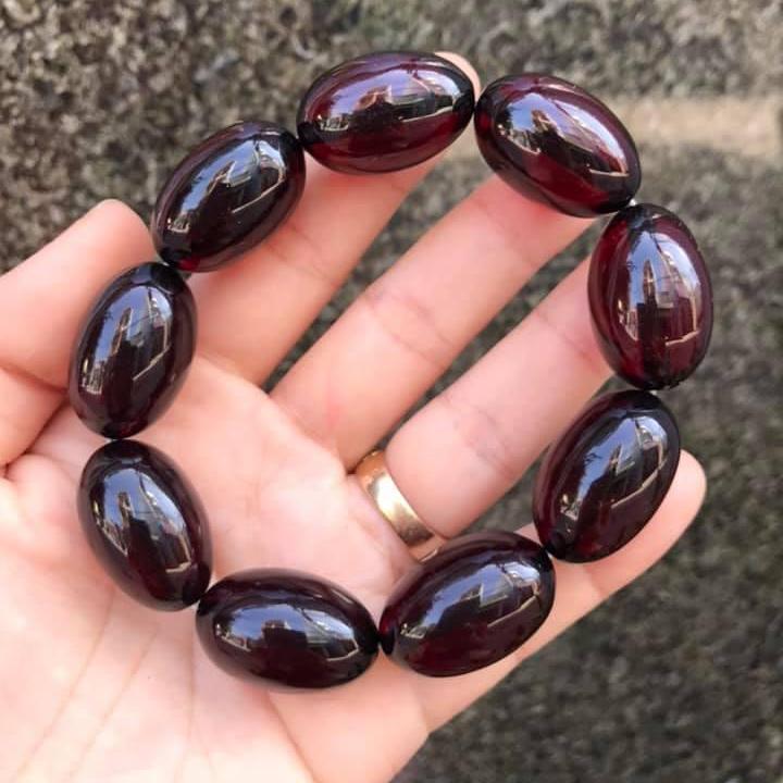 VÒNG TAY HỔ PHÁCH ĐỎ DẠNG  HẠT BẦU SIZE 16LY