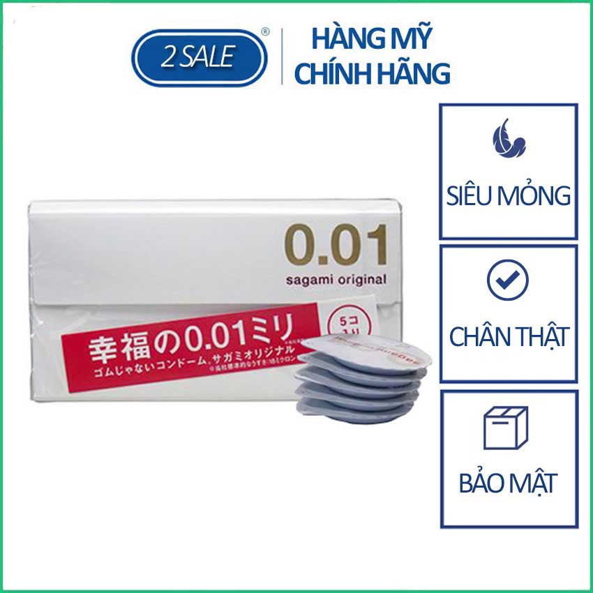 Bao cao su cực siêu mỏng sagami 0.01 - hộp 5 cái