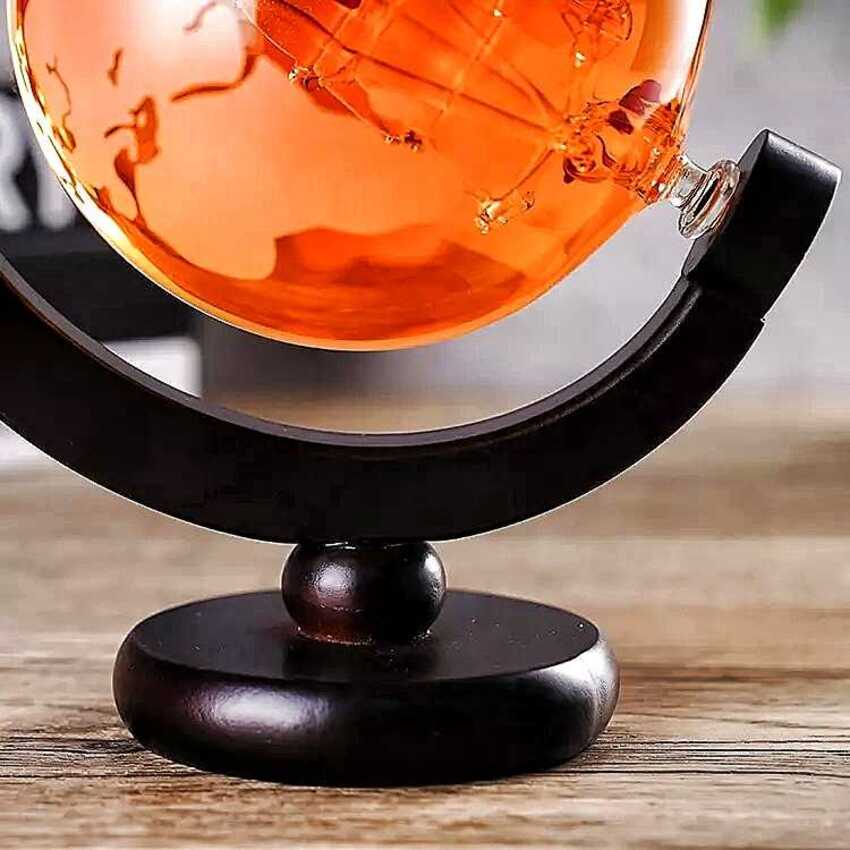 Chai Đựng Rượu Thủy Tinh 1500ML mẫu địa cầu GLOBE kèm đế gỗ - nắp thủy tinh đặc - Vỏ Chai Rượu Đẹp – Chai Thủy Tinh Đựng Rượu (E18)