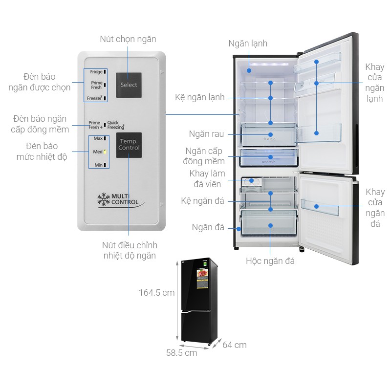 [Trả góp 0%]Tủ lạnh Panasonic Inverter 290 lít NR-BV320GKVN (Giá áp dụng giao tại HN, HCM& các tỉnh liên hệ shop)