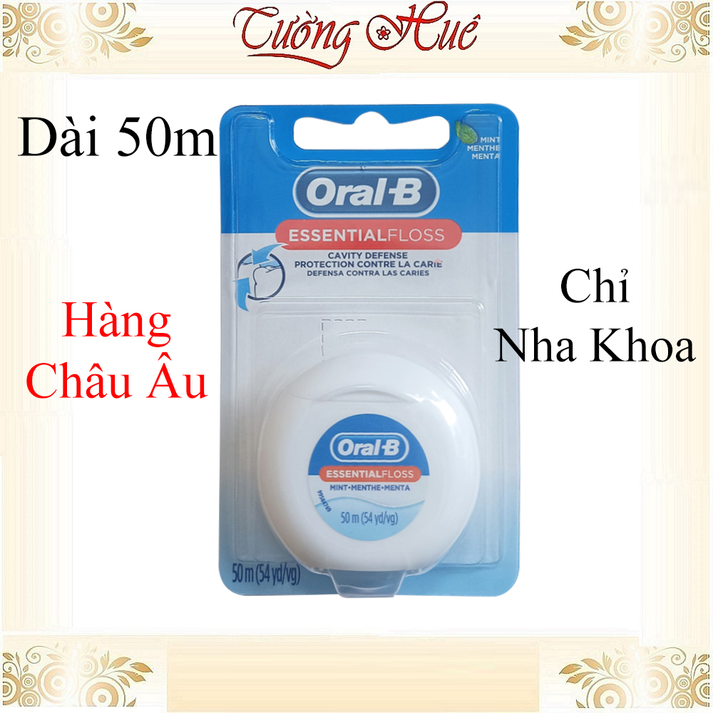 [Hàng Châu Âu] Chỉ Nha Khoa Oral-B Essential Floss Hương Bạc Hà - Dài 50m.