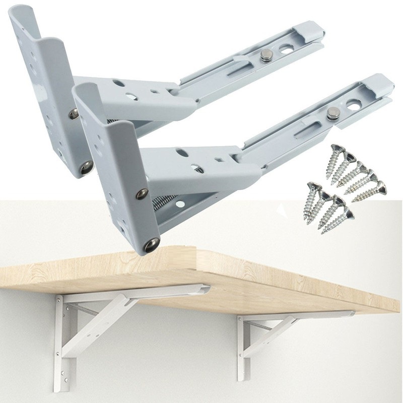 Bàn gập treo tường thông minh Vân Gỗ chống trầy chịu lực tốt đến 30kg + Kèm 2 bản lề khung thép sơn tĩnh điện