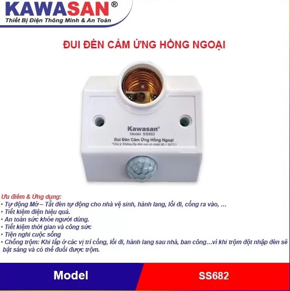 [HCM]Đuôi Đèn Cảm Ứng Kawasan SS682