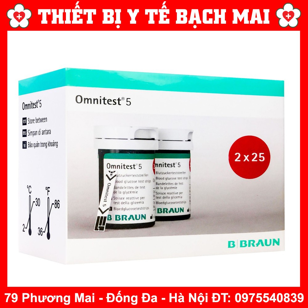 Que Thử Đường Huyết Omnitest 5 [2 Lọ x 25 Que] - hộp 50 Test