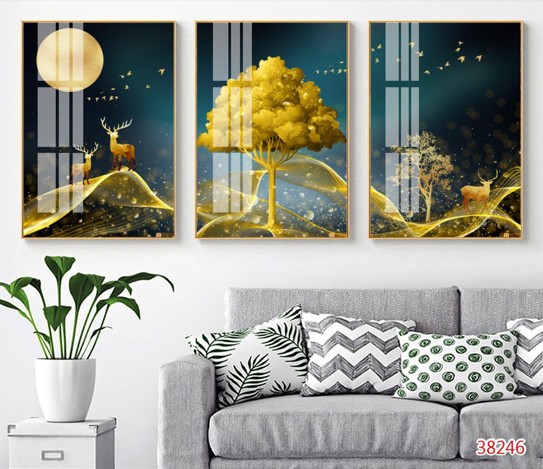 tranh treo tường 3D hiện đại-16/ Gỗ Hàn Quốc phủ melalin - chịu nước chống muối mọt