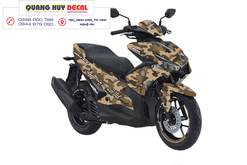 Tem trùm NVX nâu xám camo rằn ri - Độ dán team trùm decal xe máy NVX nâu xám camo rằn ri - Team trùm decal xe máy NVX rẻ đẹp và chất