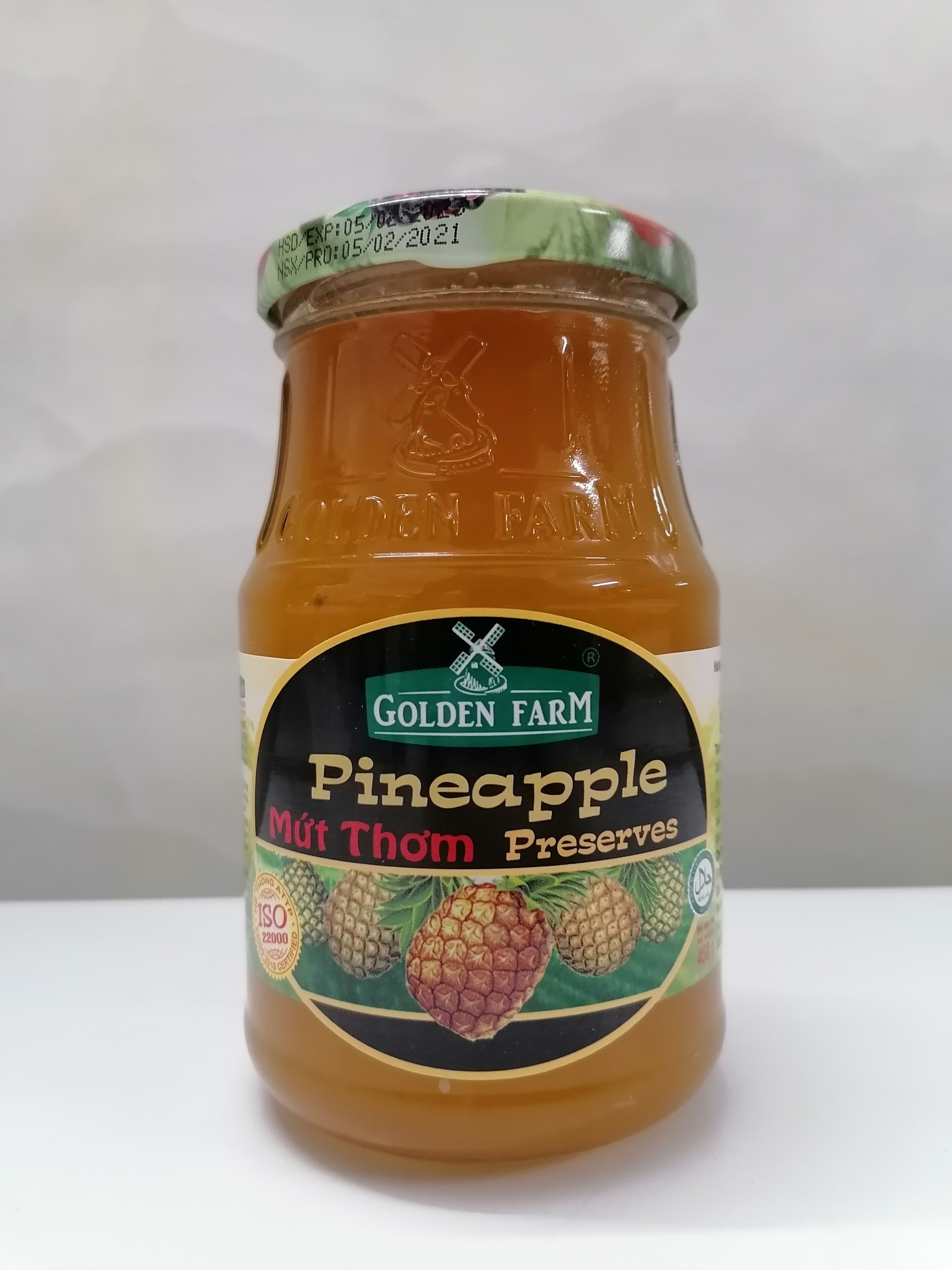 [450g] MỨT TRÁI THƠM (mứt dứa) [VN] GOLDEN FARM Pineapple Preserves (halal) (bph-hk)