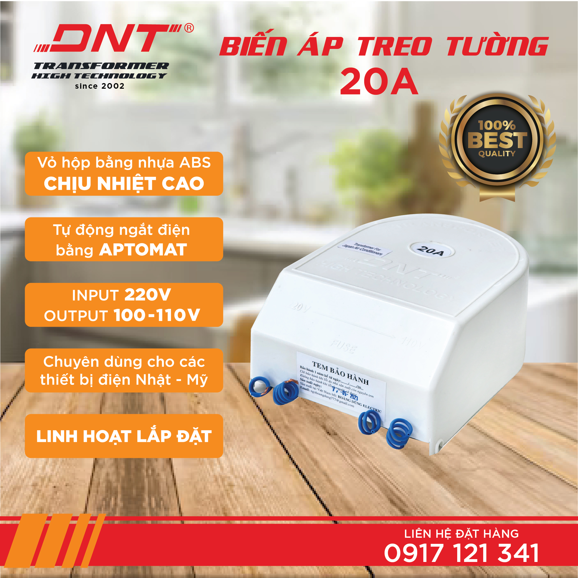 Biến áp 220 ra 110v DNT 20A TREO TƯỜNG
